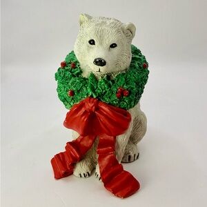 Tom Rubel Silver Deer White Bear Figurine Christmas Animals Vintage 1990 4”